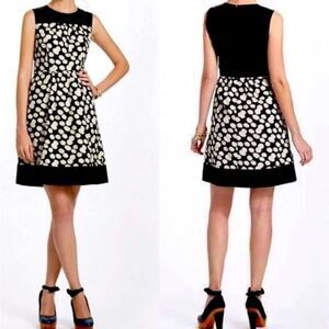 Anthropologie Leifnotes Black Polka Dot Sleeveless Corduroy Tea Dress Size 12